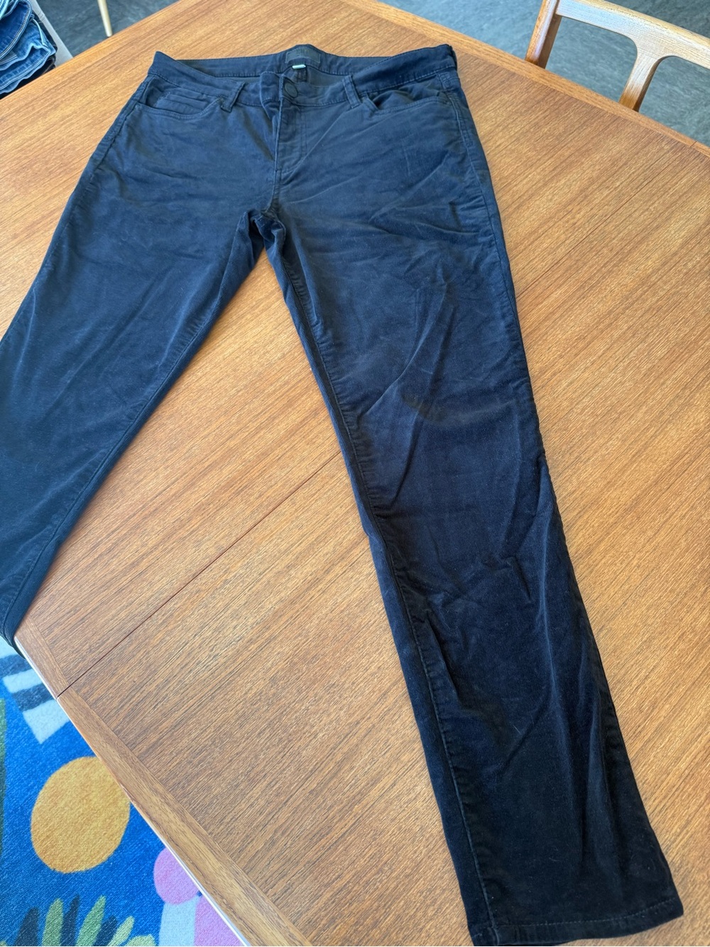 Kut from the Kloth Black Corduroy-Velvety Straight-Leg Pants
